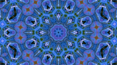 Soyut boya fırça mürekkep patlayabilir formanın düzgün kavramı simetrik desen süs dekoratif Kaleidoscope hareketi geometrik daire ve yıldız şekiller