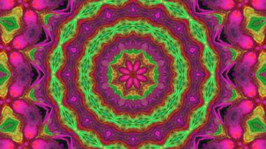 Soyut boya fırça mürekkep patlayabilir formanın düzgün kavramı simetrik desen süs dekoratif Kaleidoscope hareketi geometrik daire ve yıldız şekiller