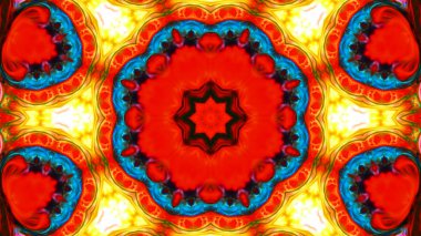 Soyut boya fırça mürekkep patlayabilir formanın düzgün kavramı simetrik desen süs dekoratif Kaleidoscope hareketi geometrik daire ve yıldız şekiller