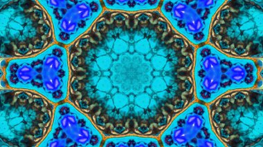 Soyut boya fırça mürekkep patlayabilir formanın düzgün kavramı simetrik desen süs dekoratif Kaleidoscope hareketi geometrik daire ve yıldız şekiller