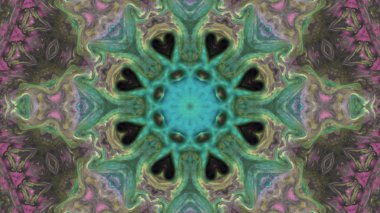 Soyut boya fırça mürekkep patlayabilir formanın düzgün kavramı simetrik desen süs dekoratif Kaleidoscope hareketi geometrik daire ve yıldız şekiller