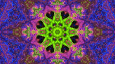 Soyut boya fırça mürekkep patlayabilir formanın düzgün kavramı simetrik desen süs dekoratif Kaleidoscope hareketi geometrik daire ve yıldız şekiller