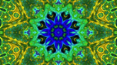 Soyut boya fırça mürekkep patlayabilir formanın düzgün kavramı simetrik desen süs dekoratif Kaleidoscope hareketi geometrik daire ve yıldız şekiller