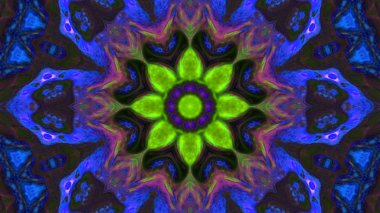 Soyut boya fırça mürekkep patlayabilir formanın düzgün kavramı simetrik desen süs dekoratif Kaleidoscope hareketi geometrik daire ve yıldız şekiller