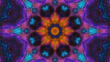 Soyut boya fırça mürekkep patlayabilir formanın düzgün kavramı simetrik desen süs dekoratif Kaleidoscope hareketi geometrik daire ve yıldız şekiller