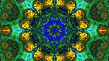 Soyut boya fırça mürekkep patlayabilir formanın düzgün kavramı simetrik desen süs dekoratif Kaleidoscope hareketi geometrik daire ve yıldız şekiller