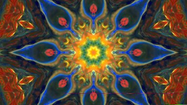 Soyut boya fırça mürekkep patlayabilir formanın düzgün kavramı simetrik desen süs dekoratif Kaleidoscope hareketi geometrik daire ve yıldız şekiller