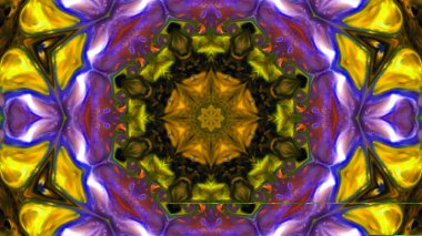 Soyut boya fırça mürekkep patlayabilir formanın düzgün kavramı simetrik desen süs dekoratif Kaleidoscope hareketi geometrik daire ve yıldız şekiller