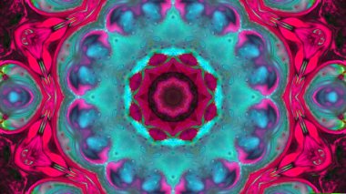 Soyut boya fırça mürekkep patlayabilir formanın düzgün kavramı simetrik desen süs dekoratif Kaleidoscope hareketi geometrik daire ve yıldız şekiller