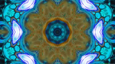 Soyut boya fırça mürekkep patlayabilir formanın düzgün kavramı simetrik desen süs dekoratif Kaleidoscope hareketi geometrik daire ve yıldız şekiller