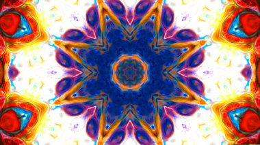 Soyut boya fırça mürekkep patlayabilir formanın düzgün kavramı simetrik desen süs dekoratif Kaleidoscope hareketi geometrik daire ve yıldız şekiller