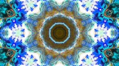 Soyut boya fırça mürekkep patlayabilir formanın düzgün kavramı simetrik desen süs dekoratif Kaleidoscope hareketi geometrik daire ve yıldız şekiller