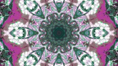 Soyut boya fırça mürekkep patlayabilir formanın düzgün kavramı simetrik desen süs dekoratif Kaleidoscope hareketi geometrik daire ve yıldız şekiller