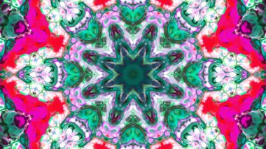 Soyut boya fırça mürekkep patlayabilir formanın düzgün kavramı simetrik desen süs dekoratif Kaleidoscope hareketi geometrik daire ve yıldız şekiller