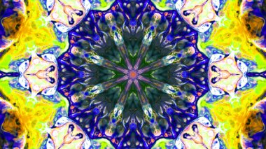 Soyut boya fırça mürekkep patlayabilir formanın düzgün kavramı simetrik desen süs dekoratif Kaleidoscope hareketi geometrik daire ve yıldız şekiller