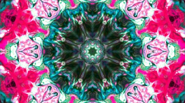 Soyut boya fırça mürekkep patlayabilir formanın düzgün kavramı simetrik desen süs dekoratif Kaleidoscope hareketi geometrik daire ve yıldız şekiller