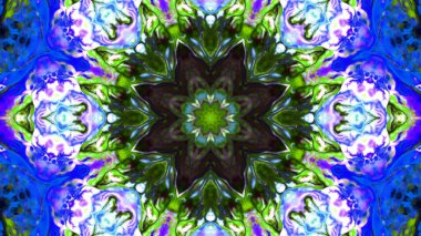 Soyut boya fırça mürekkep patlayabilir formanın düzgün kavramı simetrik desen süs dekoratif Kaleidoscope hareketi geometrik daire ve yıldız şekiller