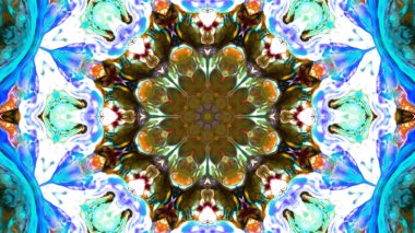 Soyut boya fırça mürekkep patlayabilir formanın düzgün kavramı simetrik desen süs dekoratif Kaleidoscope hareketi geometrik daire ve yıldız şekiller