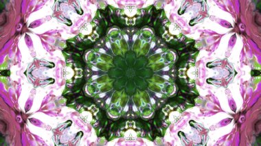 Soyut boya fırça mürekkep patlayabilir formanın düzgün kavramı simetrik desen süs dekoratif Kaleidoscope hareketi geometrik daire ve yıldız şekiller