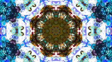 Soyut boya fırça mürekkep patlayabilir formanın düzgün kavramı simetrik desen süs dekoratif Kaleidoscope hareketi geometrik daire ve yıldız şekiller