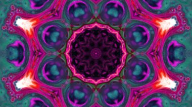 Soyut boya fırça mürekkep patlayabilir formanın düzgün kavramı simetrik desen süs dekoratif Kaleidoscope hareketi geometrik daire ve yıldız şekiller