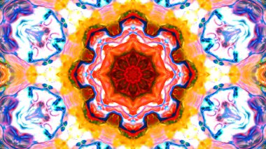 Soyut boya fırça mürekkep patlayabilir formanın düzgün kavramı simetrik desen süs dekoratif Kaleidoscope hareketi geometrik daire ve yıldız şekiller