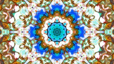 Soyut boya fırça mürekkep patlayabilir formanın düzgün kavramı simetrik desen süs dekoratif Kaleidoscope hareketi geometrik daire ve yıldız şekiller