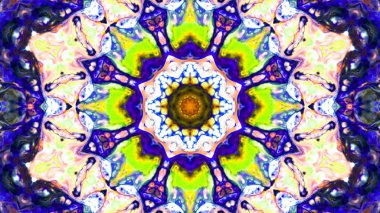 Soyut boya fırça mürekkep patlayabilir formanın düzgün kavramı simetrik desen süs dekoratif Kaleidoscope hareketi geometrik daire ve yıldız şekiller
