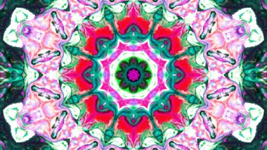 Soyut boya fırça mürekkep patlayabilir formanın düzgün kavramı simetrik desen süs dekoratif Kaleidoscope hareketi geometrik daire ve yıldız şekiller