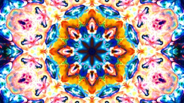 Soyut boya fırça mürekkep patlayabilir formanın düzgün kavramı simetrik desen süs dekoratif Kaleidoscope hareketi geometrik daire ve yıldız şekiller