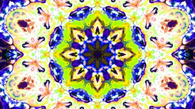 Soyut boya fırça mürekkep patlayabilir formanın düzgün kavramı simetrik desen süs dekoratif Kaleidoscope hareketi geometrik daire ve yıldız şekiller
