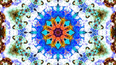 Soyut boya fırça mürekkep patlayabilir formanın düzgün kavramı simetrik desen süs dekoratif Kaleidoscope hareketi geometrik daire ve yıldız şekiller