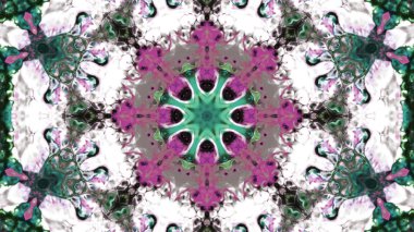 Soyut boya fırça mürekkep patlayabilir formanın düzgün kavramı simetrik desen süs dekoratif Kaleidoscope hareketi geometrik daire ve yıldız şekiller