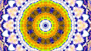 Soyut boya fırça mürekkep patlayabilir formanın düzgün kavramı simetrik desen süs dekoratif Kaleidoscope hareketi geometrik daire ve yıldız şekiller