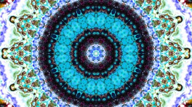 Soyut boya fırça mürekkep patlayabilir formanın düzgün kavramı simetrik desen süs dekoratif Kaleidoscope hareketi geometrik daire ve yıldız şekiller