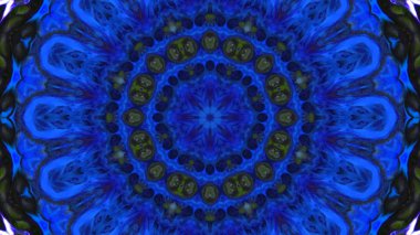 Soyut boya fırça mürekkep patlayabilir formanın düzgün kavramı simetrik desen süs dekoratif Kaleidoscope hareketi geometrik daire ve yıldız şekiller