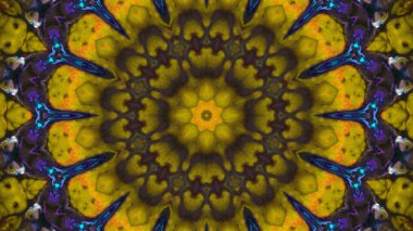 Soyut boya fırça mürekkep patlayabilir formanın düzgün kavramı simetrik desen süs dekoratif Kaleidoscope hareketi geometrik daire ve yıldız şekiller