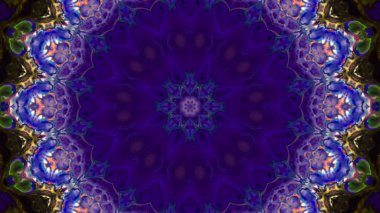 Soyut boya fırça mürekkep patlayabilir formanın düzgün kavramı simetrik desen süs dekoratif Kaleidoscope hareketi geometrik daire ve yıldız şekiller