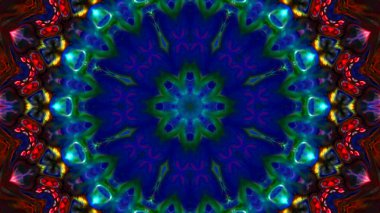 Soyut boya fırça mürekkep patlayabilir formanın düzgün kavramı simetrik desen süs dekoratif Kaleidoscope hareketi geometrik daire ve yıldız şekiller