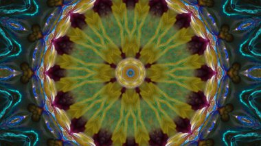 Soyut boya fırça mürekkep patlayabilir formanın düzgün kavramı simetrik desen süs dekoratif Kaleidoscope hareketi geometrik daire ve yıldız şekiller