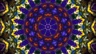 Soyut boya fırça mürekkep patlayabilir formanın düzgün kavramı simetrik desen süs dekoratif Kaleidoscope hareketi geometrik daire ve yıldız şekiller