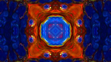 Soyut boya fırça mürekkep patlayabilir formanın düzgün kavramı simetrik desen süs dekoratif Kaleidoscope hareketi geometrik daire ve yıldız şekiller