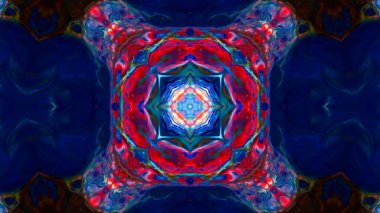 Soyut boya fırça mürekkep patlayabilir formanın düzgün kavramı simetrik desen süs dekoratif Kaleidoscope hareketi geometrik daire ve yıldız şekiller