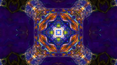 Soyut boya fırça mürekkep patlayabilir formanın düzgün kavramı simetrik desen süs dekoratif Kaleidoscope hareketi geometrik daire ve yıldız şekiller