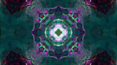 Soyut boya fırça mürekkep patlayabilir formanın düzgün kavramı simetrik desen süs dekoratif Kaleidoscope hareketi geometrik daire ve yıldız şekiller