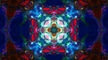 Soyut boya fırça mürekkep patlayabilir formanın düzgün kavramı simetrik desen süs dekoratif Kaleidoscope hareketi geometrik daire ve yıldız şekiller