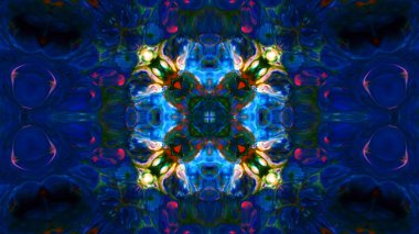 Soyut boya fırça mürekkep patlayabilir formanın düzgün kavramı simetrik desen süs dekoratif Kaleidoscope hareketi geometrik daire ve yıldız şekiller