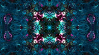 Soyut boya fırça mürekkep patlayabilir formanın düzgün kavramı simetrik desen süs dekoratif Kaleidoscope hareketi geometrik daire ve yıldız şekiller