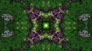 Soyut boya fırça mürekkep patlayabilir formanın düzgün kavramı simetrik desen süs dekoratif Kaleidoscope hareketi geometrik daire ve yıldız şekiller