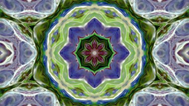 Soyut boya fırça mürekkep patlayabilir formanın düzgün kavramı simetrik desen süs dekoratif Kaleidoscope hareketi geometrik daire ve yıldız şekiller